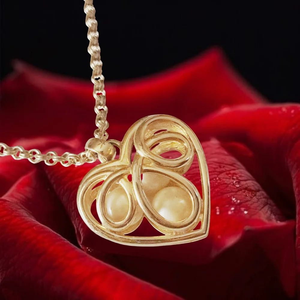 Erwin Pearl Faux Pearl Heart Pendant with Gold Chain Necklace